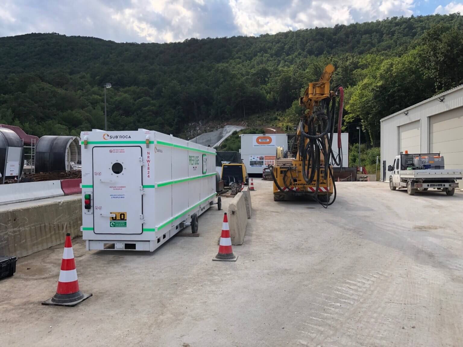 Refuge de secours tunnel shelt'air pour un chantier en Croatie